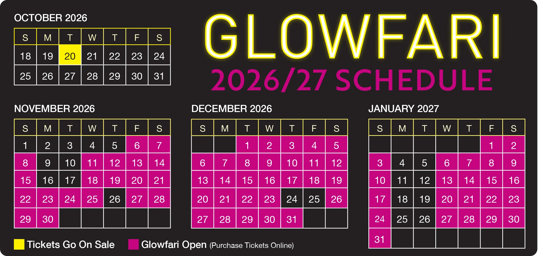 2026 27 Glowfari Calendar